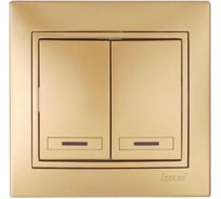 Выключатель проходной двухклавишный СП золото Lezard Мира 701-1313-106