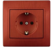 Одноместная розетка с заземлением, ОП, вишня Lezard Ната 710-0600-122