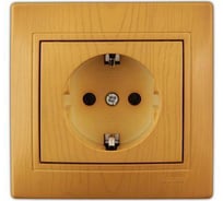 Одноместная розетка с заземлением, ОП, ольха Lezard Ната 710-0700-122