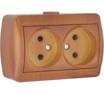 Двухместная розетка без заземления, ОП, сосна Lezard Ната 710-0800-128