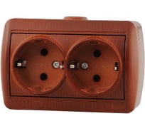 Двухместная розетка с заземлением, ОП, вишня Lezard Ната 710-0600-127