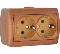 Двухместная розетка с заземлением, ОП, сосна Lezard Ната 710-0800-127