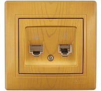 Двойная розетка, комп.+телеф.,RJ11/RJ45, СП, ольха Lezard Мира 701-0701-143