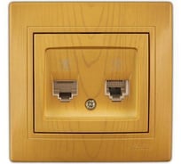 Двухместная телефонная розетка, ольха, RJ11 Lezard Мира 701-0701-138