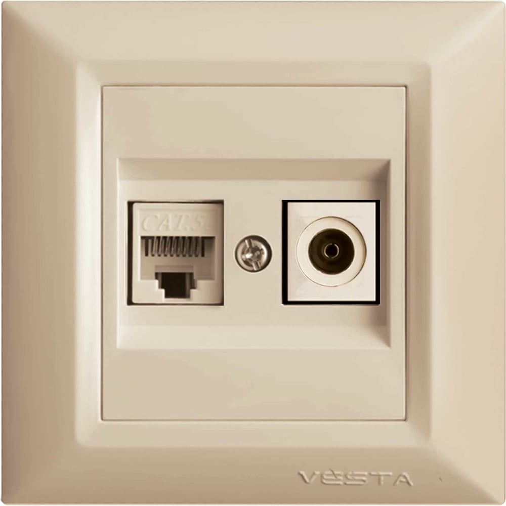 Розетка Vesta-Electric Roma КРЕМОВЫЙ для сетевого кабеля LAN + TV ...