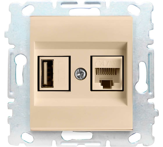 Розетка Vesta-Electric Roma КРЕМОВЫЙ для USB + сетевого кабеля LAN без рамки FRZ00050206MLK 1