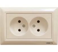 Розетка Vesta-Electric Roma КРЕМОВЫЙ двойная без заземления FRZ00010112MLK
