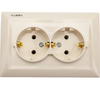 Розетка Vesta-Electric Roma КРЕМОВЫЙ двойная c заземлением FRZ00010111MLK