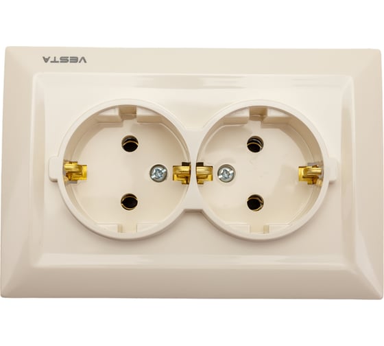 Розетка Vesta-Electric Roma КРЕМОВЫЙ двойная c заземлением FRZ00010111MLK 1