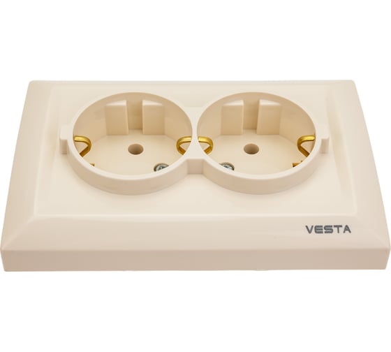 Розетка Vesta-Electric Roma КРЕМОВЫЙ двойная c заземлением FRZ00010111MLK