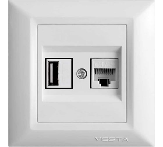Розетка Vesta-Electric Roma для USB + сетевого кабеля LAN FRZ00050204BEL