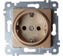 Розетка с заземлением и шторками Mutlusan Electric, золотая 2200 600 0280