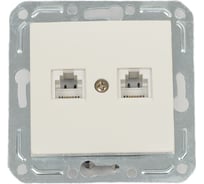 Двухместная телефонная розетка RJ -11, крем Volsten Violet V01-22-F22-M 9141