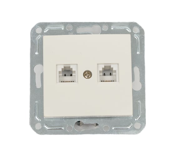 Двухместная телефонная розетка RJ -11, крем Volsten Violet V01-22-F22-M 9141 1