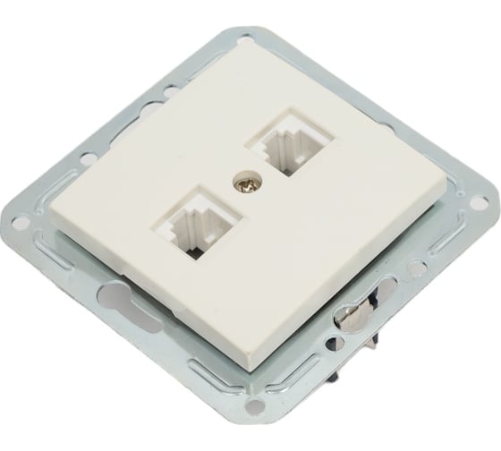Двухместная телефонная розетка RJ -11, крем Volsten Violet V01-22-F22-M 9141