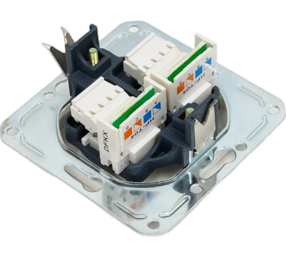 Двухместная телефонная розетка RJ -11, крем Volsten Violet V01-22-F22-M 9141