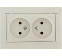 Розетка Lezard MIRA двойная б/з бакалит крем со вставкой 701-0303-128B