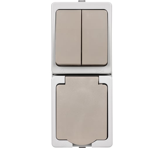 Блок комбинированный TDM ELECTRIC вертикальный выключатель 2-кл. + розетка 2П+З с з/ш БКВР IP54 "Вуокса" SQ1803-0013