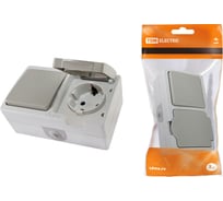 Блок комбинированный TDM ELECTRIC горизонтальный выключатель 1-кл. + розетка 2П+З с з/ш БКВР IP54 "Вуокса" SQ1803-0010