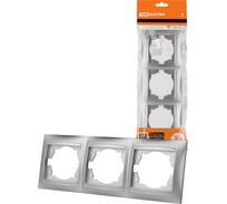 Трехпостовая горизонтальная рамка, серебристый металлик TDM ELECTRIC Лама SQ1815-0231