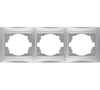 Рамка 3-х постовая горизонтальная TDM ELECTRIC серебристый металлик, серия "Лама" SQ1815-0231