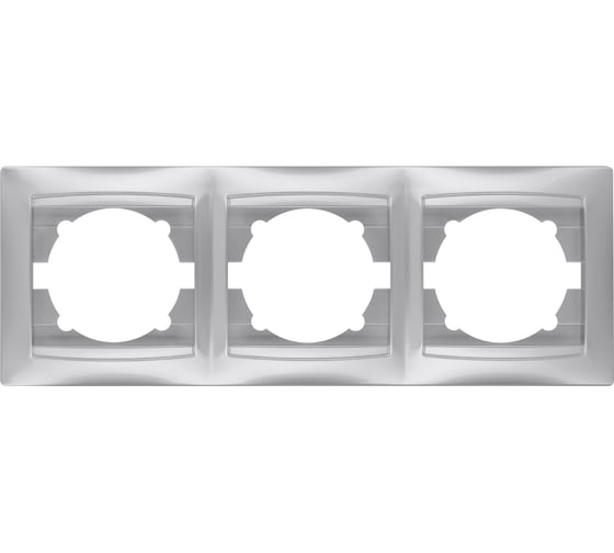 Рамка 3-х постовая горизонтальная TDM ELECTRIC серебристый металлик, серия "Лама" SQ1815-0231 1