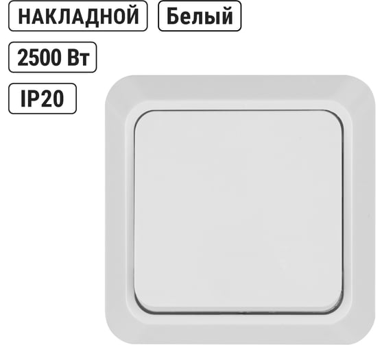 Одноклавишный выключатель TDM ELECTRIC открытой установки 10А белый Ладога SQ1801-0001