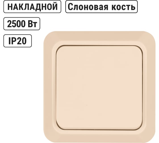 Одноклавишный выключатель TDM ELECTRIC открытой установки 10А слоновая кость Ладога SQ1801-0002
