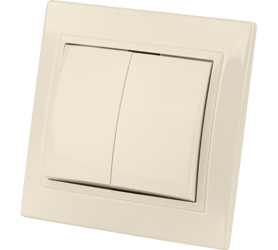 Двухклавишный выключатель TDM ELECTRIC 10А слоновая кость Таймыр SQ1814-0102 1