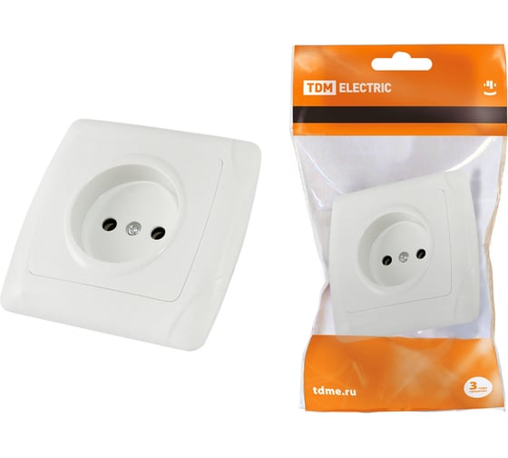 Розетка, белая 2П 10А 250В TDM ELECTRIC Онега SQ1805-0015