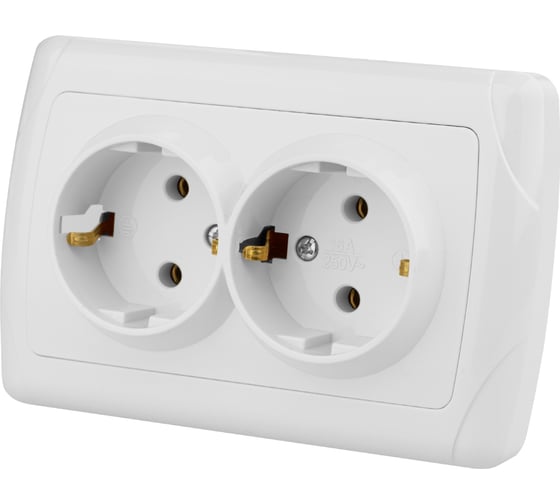 Двойная розетка, белая 2П+3 16А 250В TDM ELECTRIC Онега SQ1805-0018