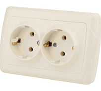 Розетка двойная с заземлением 16А 250В слоновая кость "Онега" TDM ELECTRIC SQ1805-0047