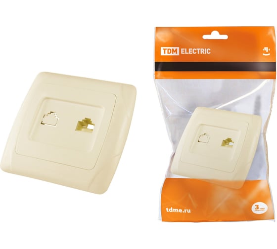 Компьютерная розетка, слоновая кость RJ45 TDM ELECTRIC Онега SQ1805-0051