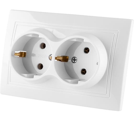 Двойная розетка, белая 2П+З 16А 250В TDM ELECTRIC Таймыр SQ1814-0014 1