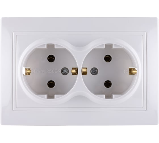 Двойная розетка, белая 2П+З 16А 250В TDM ELECTRIC Таймыр SQ1814-0014