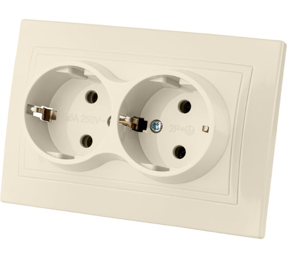 Двойная розетка, слоновая кость 2П+З 16А 250В TDM ELECTRIC Таймыр SQ1814-0114 1