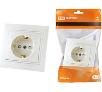 Розетка с защитными шторками, белая 2П+З 16А 250В TDM ELECTRIC Таймыр SQ1814-0016