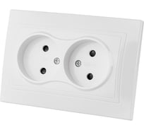 Двойная розетка с защитными шторками, белая 2П 10А 250В TDM ELECTRIC Таймыр SQ1814-0017