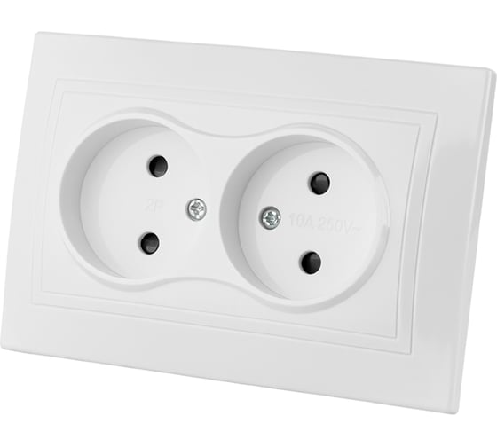 Двойная розетка с защитными шторками, белая 2П 10А 250В TDM ELECTRIC Таймыр SQ1814-0017 1