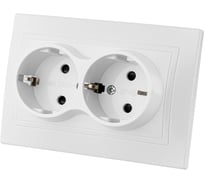 Двойная розетка с защитными шторками, белая 2П+З 16А 250В TDM ELECTRIC Таймыр SQ1814-0018