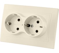 Двойная розетка с защитными шторками, слоновая кость 2П+З 16А 250В TDM ELECTRIC Таймыр SQ1814-0118