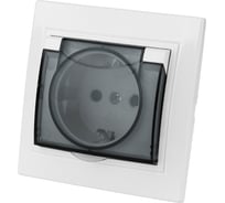 Розетка с защитными шторками и крышкой, белая 2П+З 16А 250В IP42 TDM ELECTRIC Таймыр SQ1814-0019