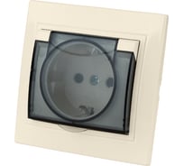 Розетка с защитными шторками и крышкой, слоновая кость 2П+З 16А 250В IP42 TDM ELECTRIC Таймыр SQ1814-0119