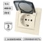 Розетка с защитными шторками и крышкой, слоновая кость 2П+З 16А 250В IP42 TDM ELECTRIC Таймыр SQ1814-0119 2