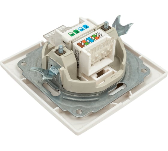 Телефонная розетка RJ11 + компьютерная RJ45, белая TDM ELECTRIC Таймыр SQ1814-0023