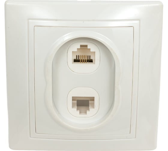 Телефонная розетка RJ11 + компьютерная RJ45, белая TDM ELECTRIC Таймыр SQ1814-0023