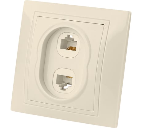 Телефонная розетка RJ11 + компьютерная RJ45, слоновая кость TDM ELECTRIC Таймыр SQ1814-0123