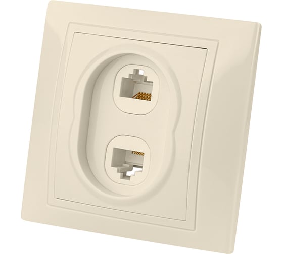 Телефонная розетка RJ11 + компьютерная RJ45, слоновая кость TDM ELECTRIC Таймыр SQ1814-0123 1