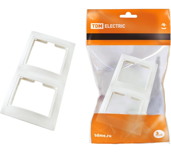 Двухпостовая вертикальная рамка, белая TDM ELECTRIC Таймыр SQ1814-0025