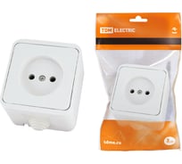 Розетка, белая 2П OУ IP44 10А TDM ELECTRIC Орель SQ1802-0004